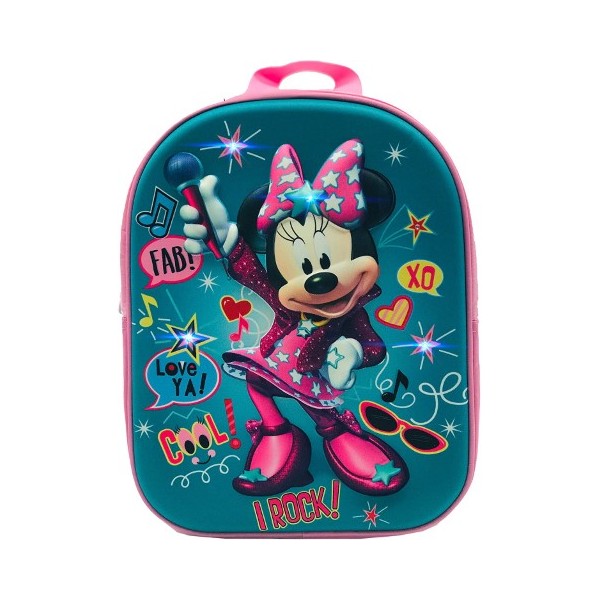 Mochila Minnie Disney Con Luz Leds 3D24x32x9cm.