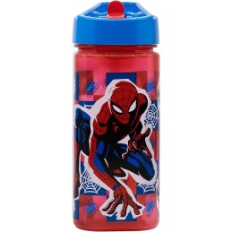 Botella De Agua Reutilizable Spiderman Marvel Cuadrada Con Pajita Incorporada 530 ml