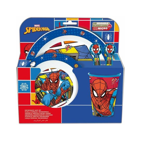 Set Vajilla Reutilizable Apta Para Microondas 5 Piezas Spiderman