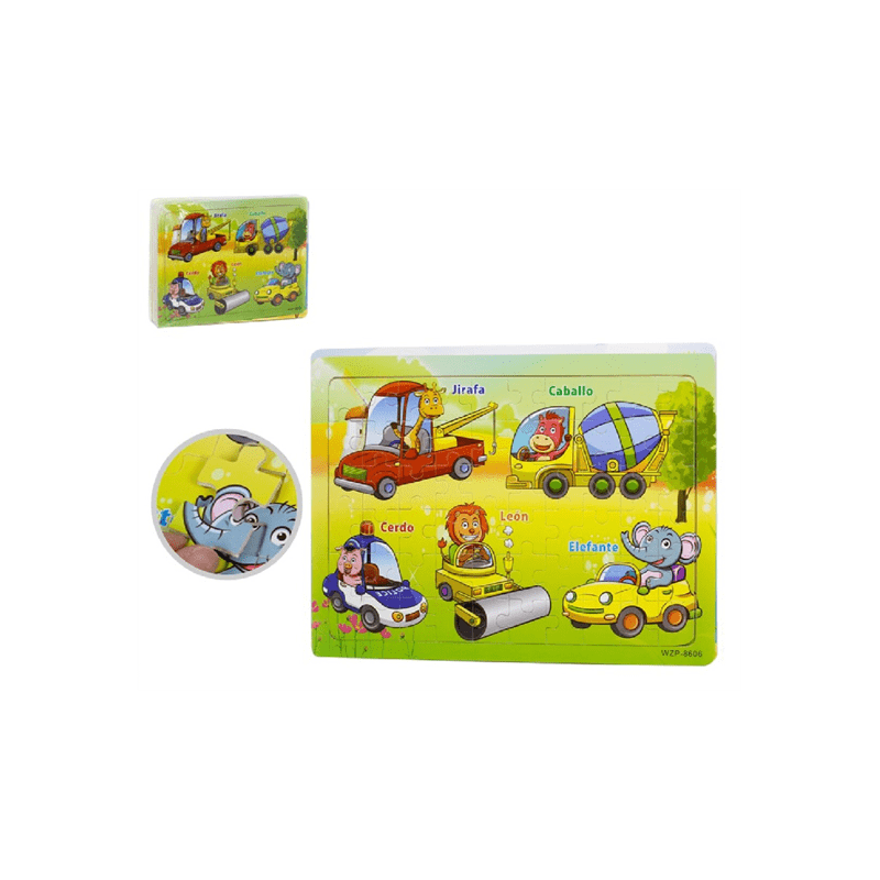 Puzzle Madera Animales 60 Pzs.30x0.4x22.5xm.