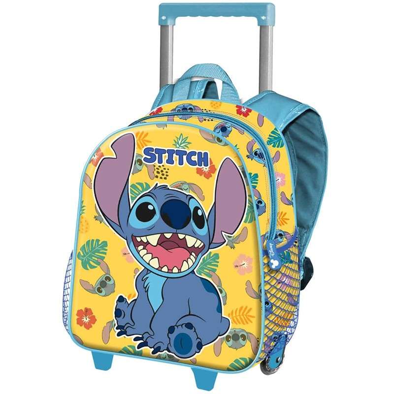 Mochila 3D Con Ruedas Lilo y Stitch Pequeña 26x34x13cm