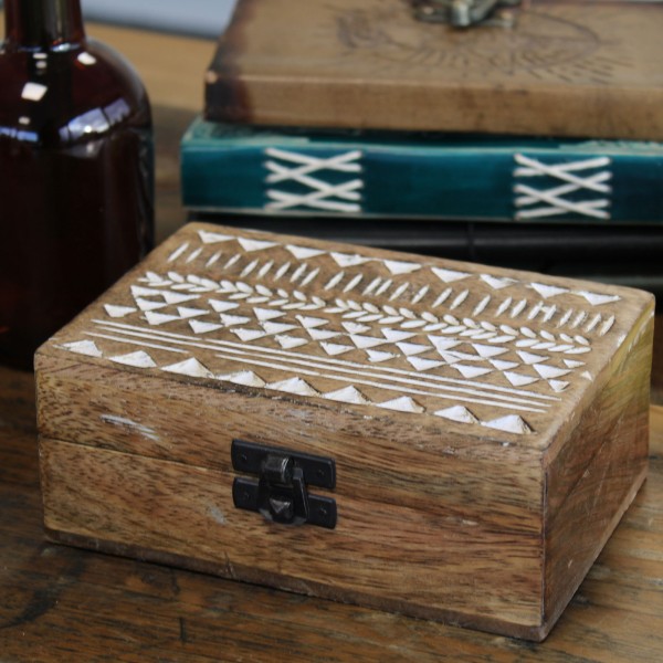 Caja de Madera Blanca - 6x4 Aztec Design