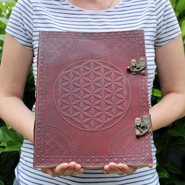 Huge Flower of Life Leather Book