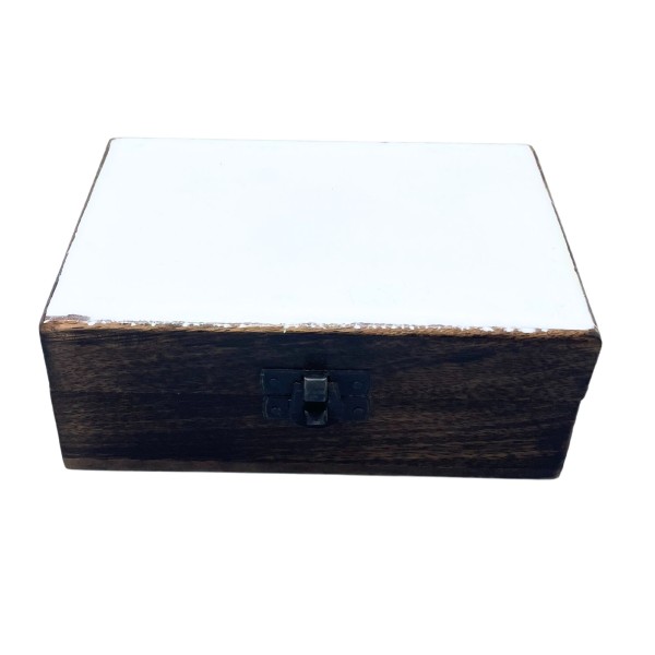 Caja Mediana de Cerámica Esmaltada - 15x10x6cm - Blanca