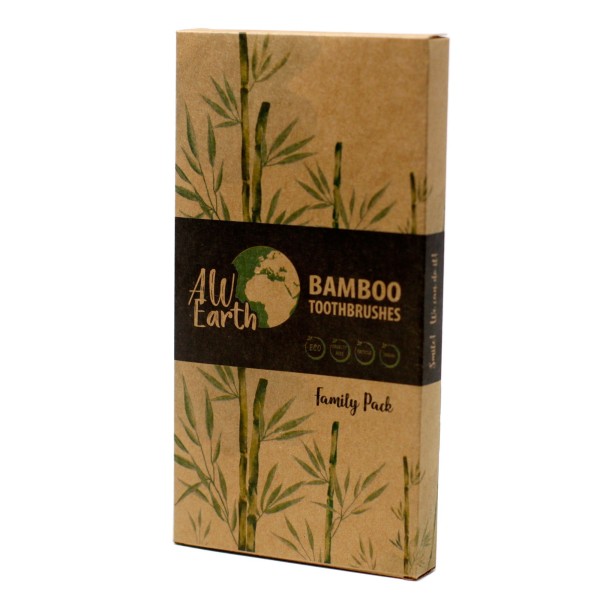 Cajas de 4 Cepillos de bambú-Blanco-2 Adultos 2Niños