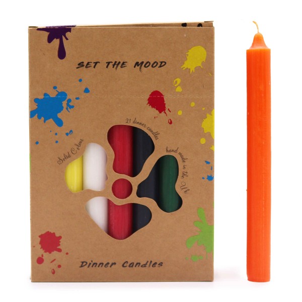 Juego de Velas de Mesa de Color Sólido - Pack de 21 - Mezcla de 7 Colores