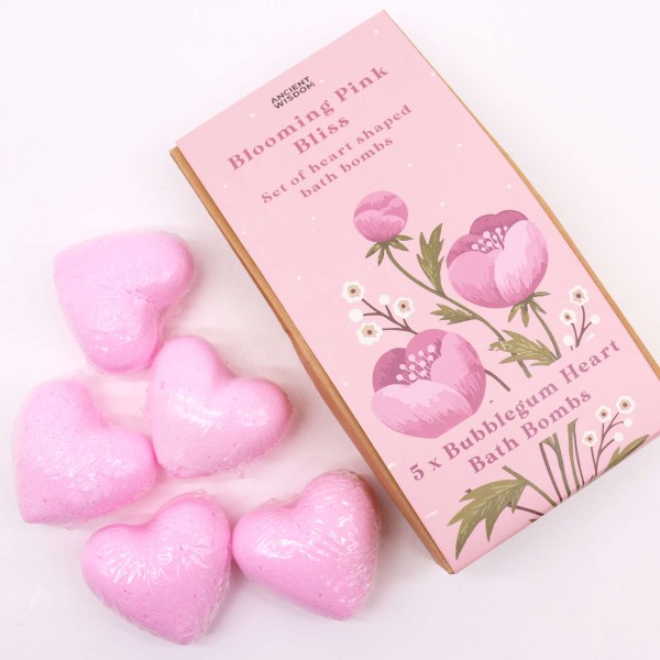 Set de Bombas de Baño de Corazón-Felicidad Rosa Florecente