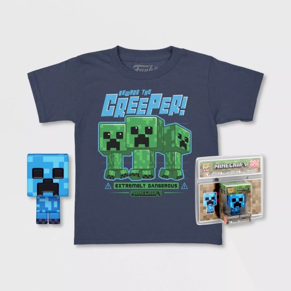 Pop & tee minecraft charged creeper funko + camiseta talla l