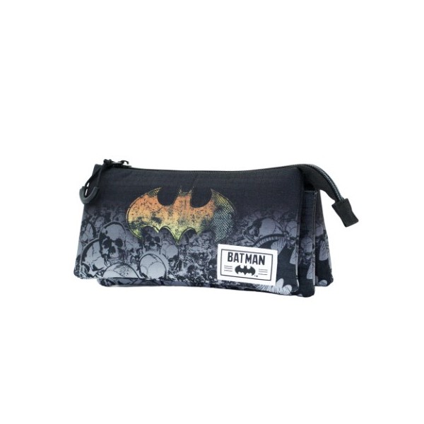 Estuche Portatodo Triple Hs Batman Skulls 23X11X7Cm