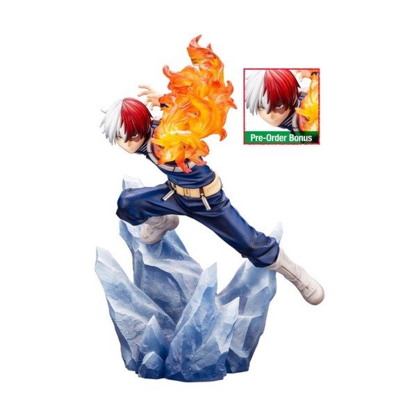 Figura kotobukiya my hero academia artfxj shoto todoroki ver 2 bonus edition pvc escala 1 - 8 26 cm