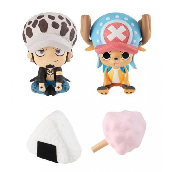 Pack 2 figuras megahouse one piece look up trafalgar d law & tony tony chopper con regalos sorpresa