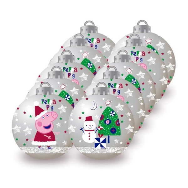 PACK DE 10 BOLAS NAVIDAD DE 6CM EN CAJA PEPPA PIG