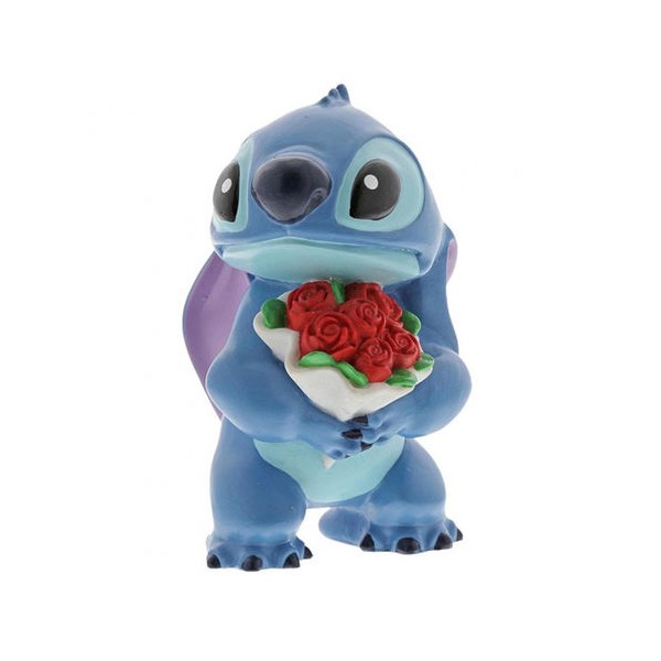 Figura enesco disney lilo & stitch stitch con ramo de rosas