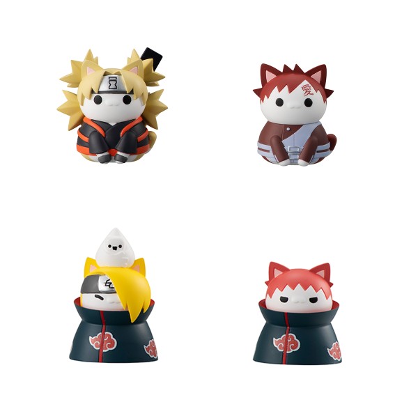 Set 8 figuras megahouse naruto shippuden nyaruto! battle vs akatsuki surtido