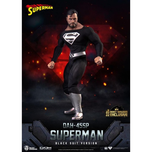 Figura beast kingdom dc comics superman dynamic8h traje negro especial