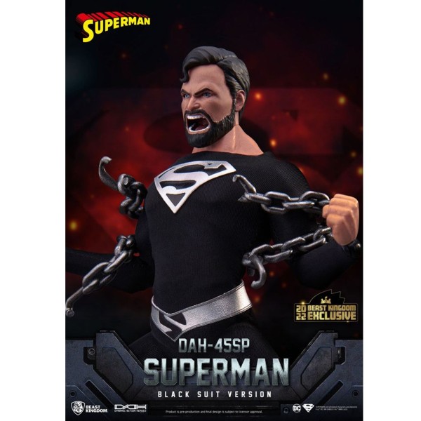 Figura beast kingdom dc comics superman dynamic8h traje negro especial