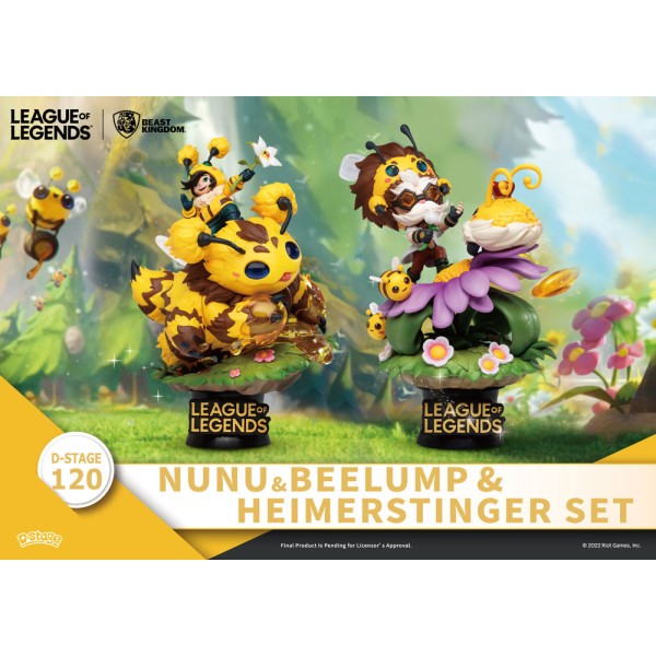 Set de 2 figuras beast kingdom dstage league of legends nunu beelump y heimerstinger