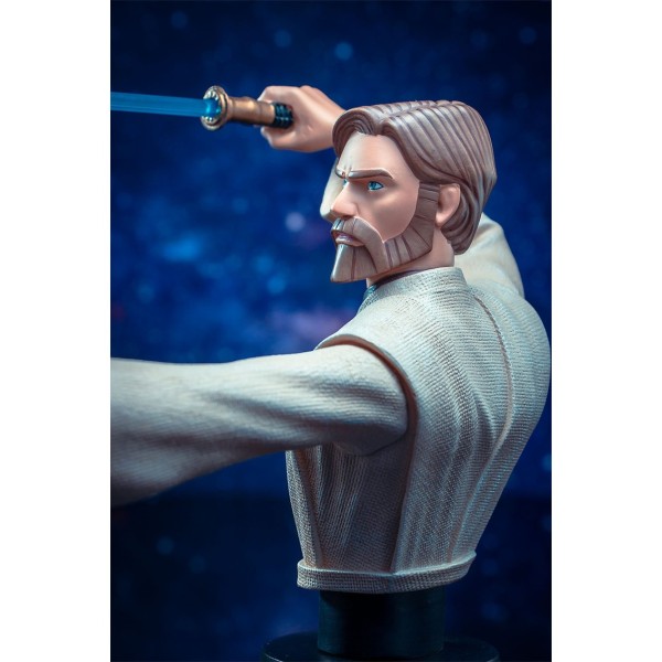 Figura busto diamond select toys star wars the clone wars obi wan 1 - 7 escala 15 cm resina