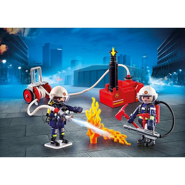 Playmobil ciudad accion - bomberos con bomba de agua