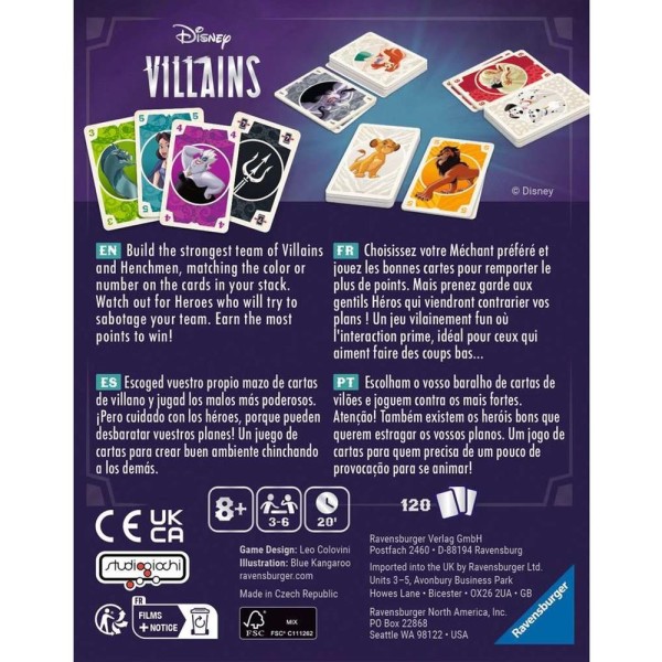 Juego de mesa ravensburger disney villains - the card game