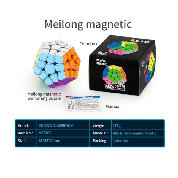 Cubo de rubik moyu meilong megaminx magnetico stk