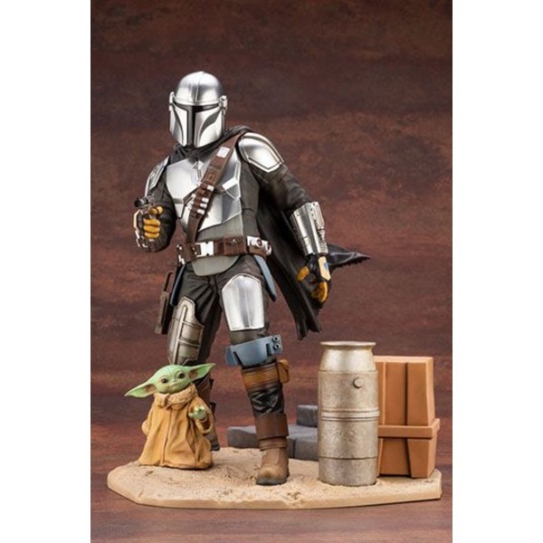 Figura kotobukiya star wars the mandalorian mandaloriano & the child grogu estatua artfx 1 - 7