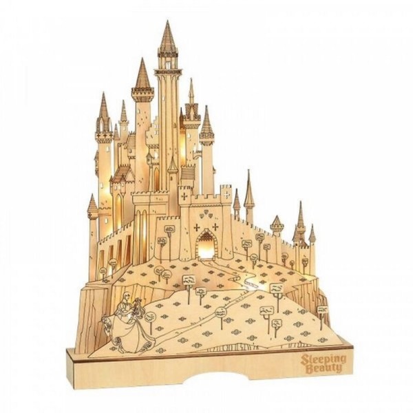 Figura replica enesco disney la bella durmiente castillo iluminado