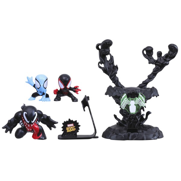 Set de juego hasbro marvel stunt squad villain knockdown spider - man y miles morales vs venom