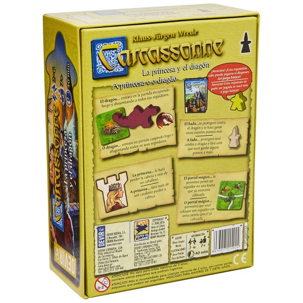 Juego de mesa devir carcassonne la princesa y el dragon