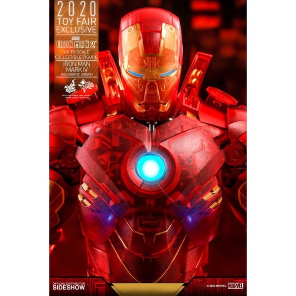 Figura hot toys marvel avengers vengadores iron man 2 mm 1 - 6 iron man mark iv version holografica 2020 toy fair exclusivo 30 c