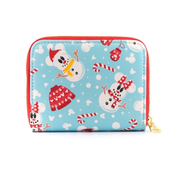 Monedero loungefly disney minnie y mickie muñecos de nieve aop