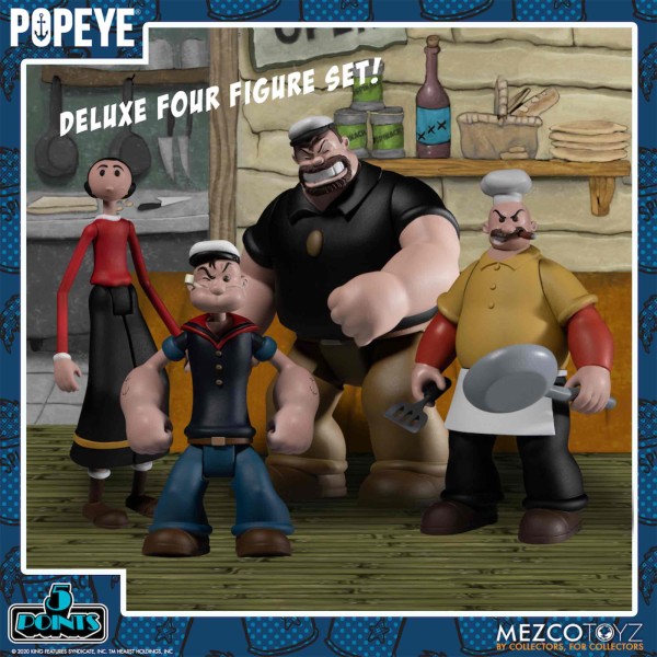 Set 4 figuras mezcotoys popeye box 10 cm popeye 5 points