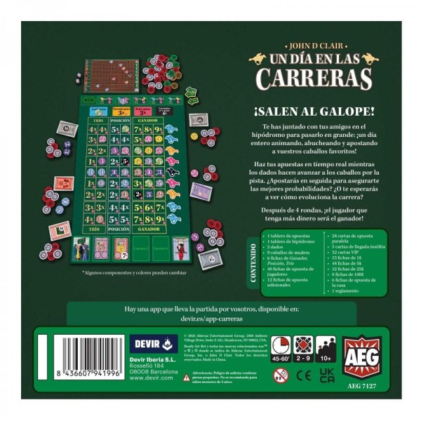 Juego de mesa devir un día en las carreras