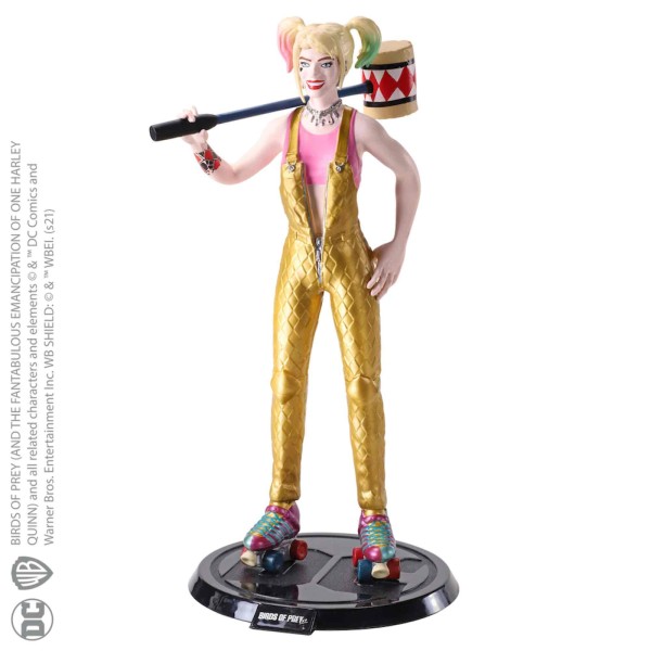 Figura the noble collection bendyfigs dc comics aves de presa harley quinn con mazo