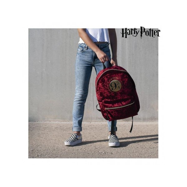 Mochila casual terciopelo cerdá harry potter anden 9 3 - 4 burdeos 40 cm