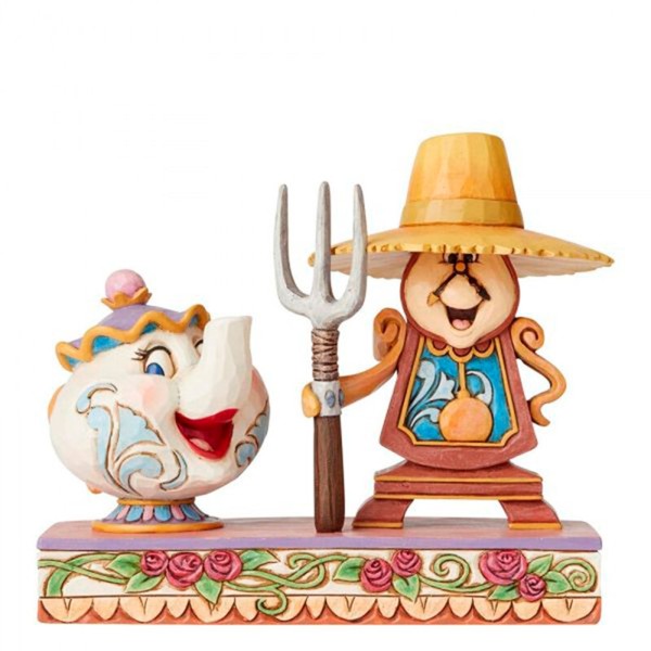 Figura enesco disney din don y la señora potts (cogsworth and mrs potts)