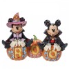 Figura enesco disney mickey y minnie sentados en calabazas