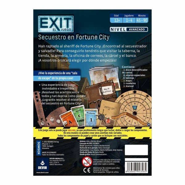 Juego de mesa devir exit secuestro en fortune city