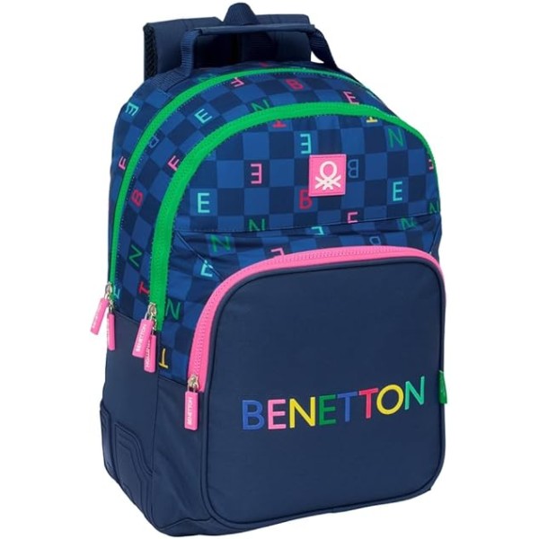 Mochila Doble Adapt.Carro Benetton Damero 32X15X42Cm