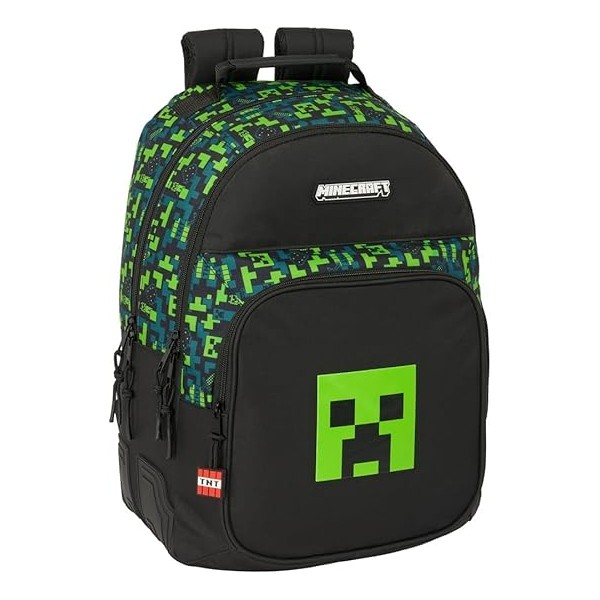 Mochila Doble Adapt.Carro Minecraft Tnt 32X15X42 Cm