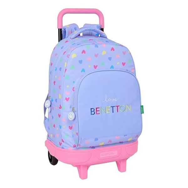 Mochila Gde. C/Ruedas Compact Extraible Benetton Lila 33X22X45Cm