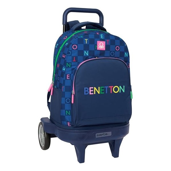 Mochila Gde. C/Ruedas Compact Evol. Ext. Benetton Damero 33X22X45Cm