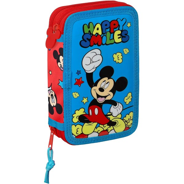 Plumier Doble Pqño 28 Pcs Mickey Mouse Happy Smiles 12,5x4x19,5cm