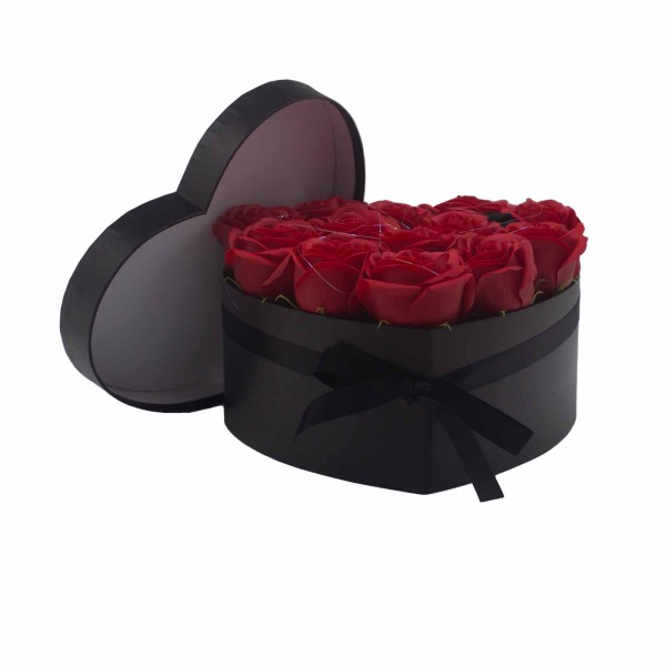 Caja de Regalo - Flor de Jabón 13 Rosas rojo - corazon