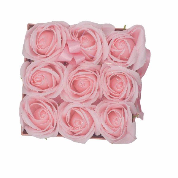 Caja de Regalo - Flor de Jabón 9 Rosas Rosas - cuadrado