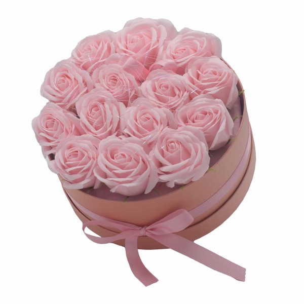 Caja de Regalo - Flor de Jabón 14 Rosas Rosas - ronda