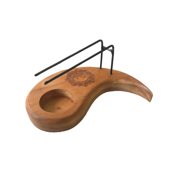 Calentador Palo Santo Lágrima - Madera de Teca - Diseño Yin y Yang