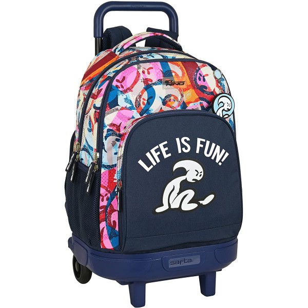 Mochila Gde. C/Ruedas Compact Extraible El Niño Life Is Fun 33x22x45cm