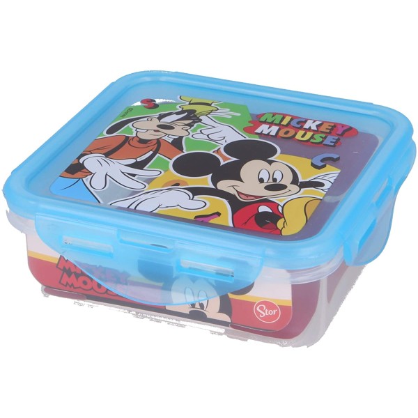 Recipiente Hermetico Cuadrado De Plástico Mickey Disney 500Ml.