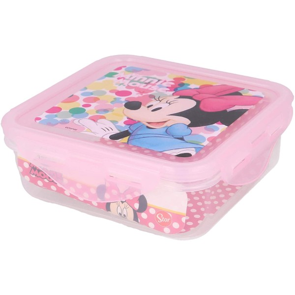 Recipiente Hermetico Cuadrado De Plástico Minnie Disney 500Ml.